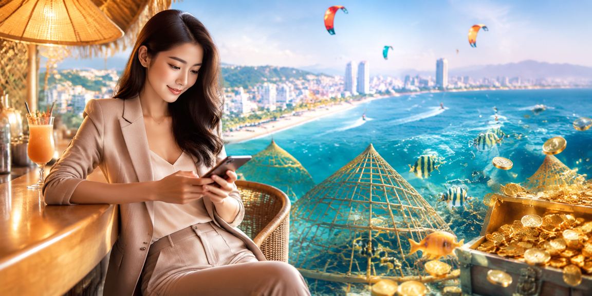 Người dùng tại Mũi Né trải nghiệm cá cược thể thao di động trong không gian nghỉ dưỡng ven biển